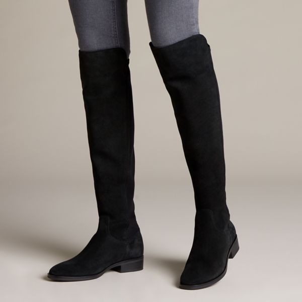 Clarks Womens Pure Caddy Knee High Boots Black | UK-1908245